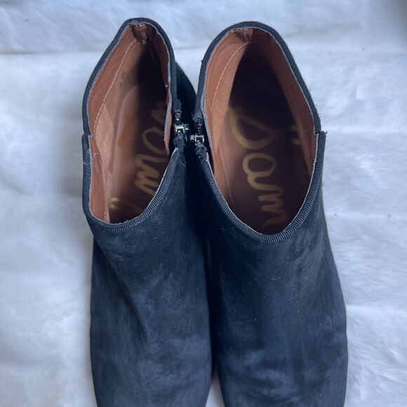 Sam Edelman black Leather suede ankle boots side zipper pointed toe size 9.5 - Picture 6 of 12